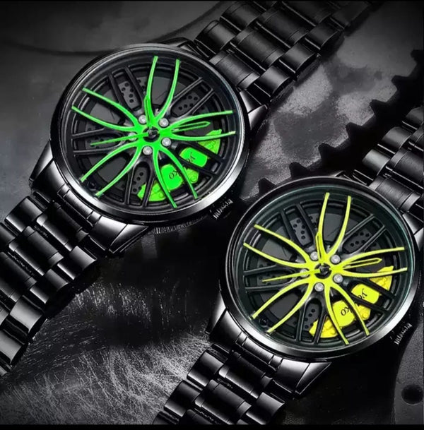 SPORTS RIM WHEEL WATCH (Green)